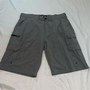 Iron Co Mens Cargo Shorts Gray Performance Stretch Multi-Pocket Size 36‎ Heather